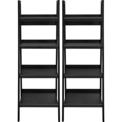 DHP Ameriwood Home Lawrence 4 Shelf Ladder Bookcase Bundle, Black