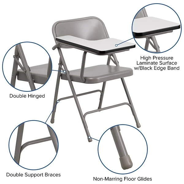 Flash Furniture Premium Steel Folding Chair With Right-Handed Tablet Arm (HF309ASTRT) - Image 4
