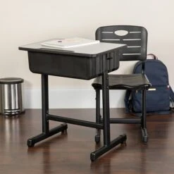 Flash Furniture Adjustable-Height Student Desk And Chair With Black Pedestal Frame (YUYCX04609010)