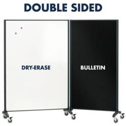 Quartet Motion DuraMax 6'H X 3'W Whiteboard Surface Room Divider With Graphite Frame (6630MB)