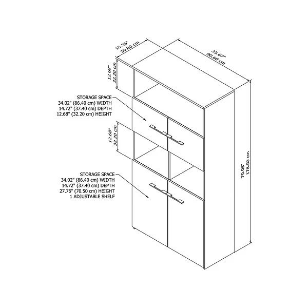 Bush Business Furniture Office 500 5-Shelf 70"H Bookcase With Doors, Black Walnut (OFB136BW) - Image 4