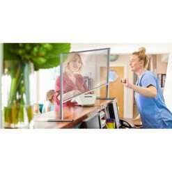 Separation Screen Freestanding Signature Sneeze Guard, 34"H X 60"W, Clear Acrylic (SC041505)