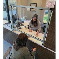 Separation Screen Freestanding Enclosed Sneeze Guard, 34"H X 48"W, Clear Acrylic (SC041507)