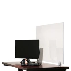 OfficeSource 72"W X 24"H Acrylic Non-Tackable Screens With Surface Clamp Brackets, Clear, 2/Pk (VARCLMB2472C)