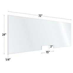 OfficeSource 72"W X 24"H Acrylic Non-Tackable Screens W/ Free-Standing Panel Feet And Transaction Cutout, Clear, 2/Pk