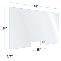 OfficeSource 48"W X 24"H Acrylic Non-Tackable Screens W/ Free-Standing Panel Feet And Transaction Cutout, Clear, 2/Pk